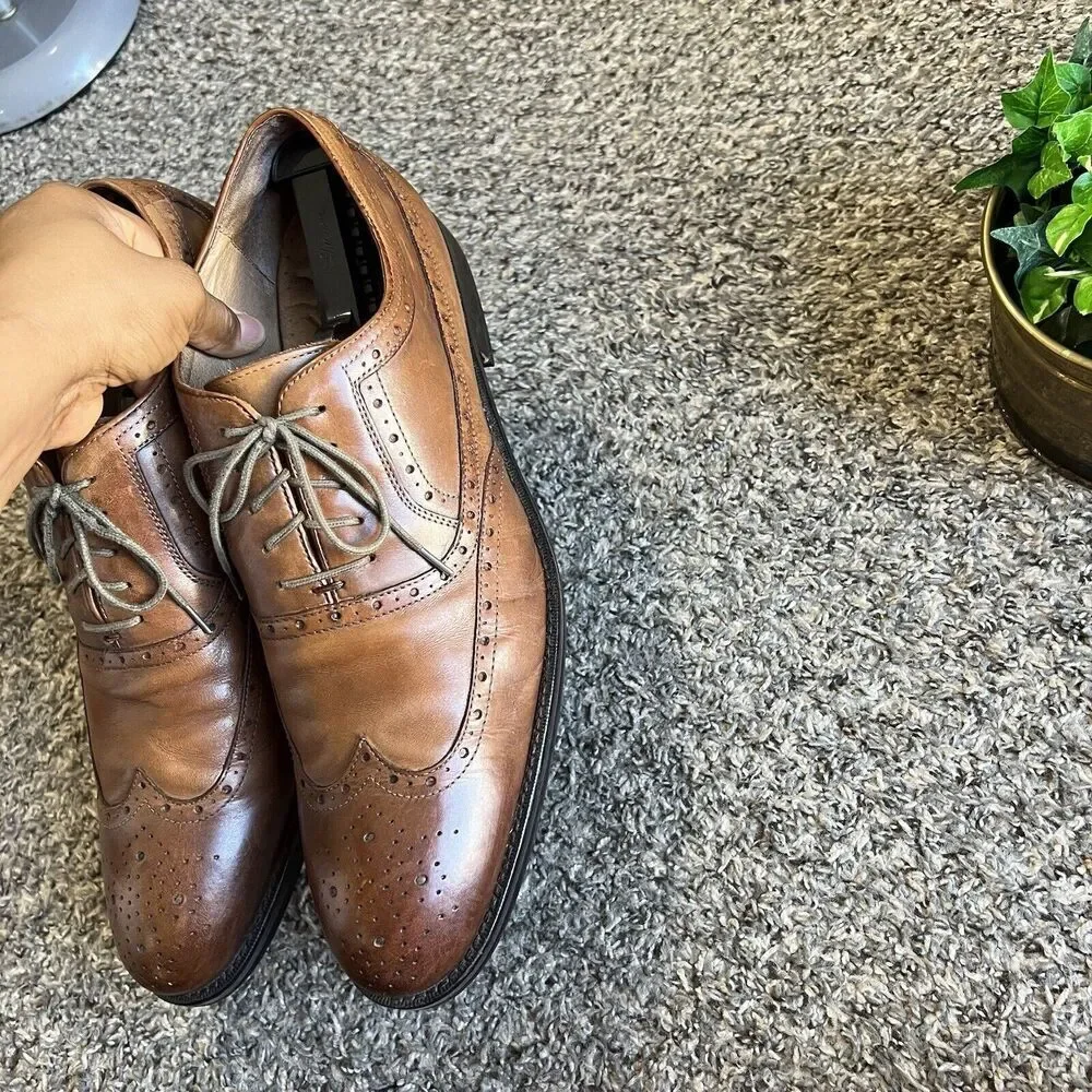 Johnston & Murphy Shoes Tyndall Wingtip Oxford Shoe Brown Leather Men’s 13 M